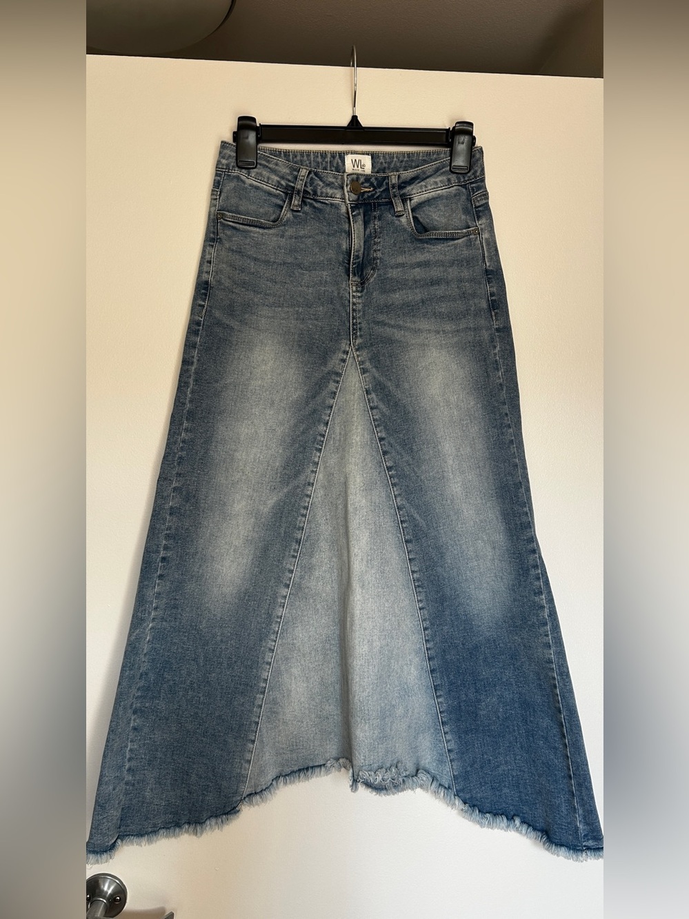 Denim Blue Wide Leg Flare Jeans Skirt